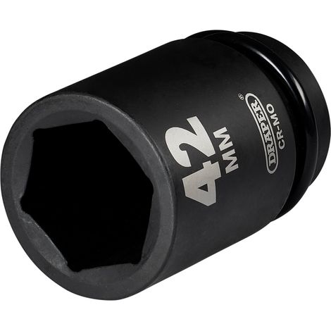 Draper HI-TORQ® 42mm Deep Impact Socket, 1-Inch Square Drive, Heavy-Duty Single Hex (1/2)