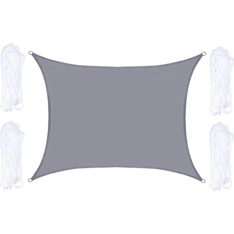 Rechteckiges Sonnensegel 2x3m, Sonnenschutz, Winddicht, UV-Schutz, Reißfestigkeit, Befestigungsset für Camping, Terrasse, Balkon, Garten, Outdoor (4x6m, D)