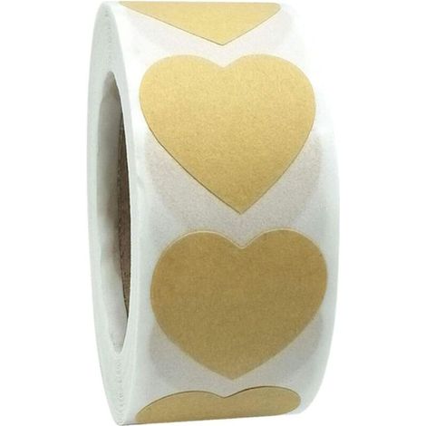 Étiquettes autocollantes en forme de cœur, rouleau d'étiquettes de remerciement, usage professionnel ou personnel, papier kraft, 2,5 cm (coeur) (1/4)