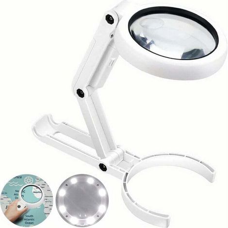 Loupe À Pied - 5X Et 11X - Avec 8 Led Et Support Pliable - Pour Lecture Inspection Soudure Artisanat Réparation - 193 X 90 X 26 Mm (1/5)