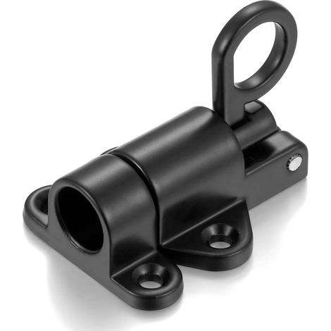 Lot de 7 loquets à ressort noirs à fermeture automatique - Loquet de porte automatique en alliage d'aluminium avec vis pour une installation sécurisée sur portail, fenêtre et armoire