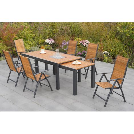 Santorin Set 7tlg 6 Sessel Flex Tisch 180(300)x100cm