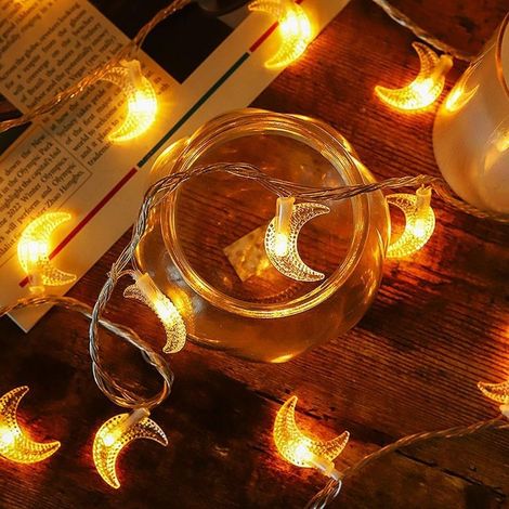 Guirlande lumineuse en forme de lune, 6 m, 40 LED USB, guirlande lumineuse décorative d'intérieur pour Nol, mariage, anniversaire, Saint-Valentin, vacances, fête, chambre à coucher [Classe énergétiqu (1/5)