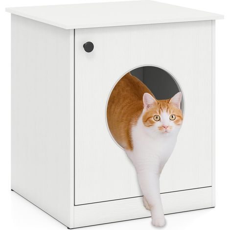 GOPLUS Meuble Litière pour Chats, Maison de Toilette pour Bac à Litière Cachée, Pieds Antidérapants, Structure Robuste, pour Animaux Domestiques, pour Salon, Animalerie (1/5)