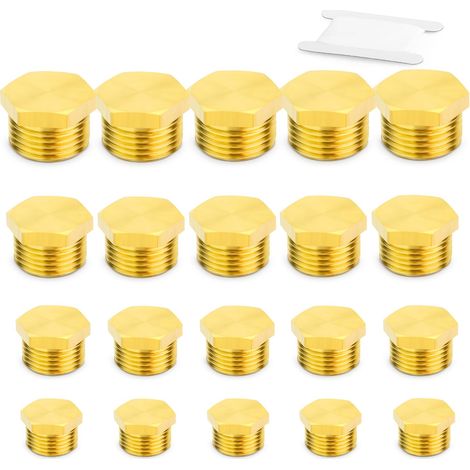 20 pièces de bouchons mâles pour tuyaux 1/2" 1/4" 1/8" 3/8" BSP à filetage hexagonal extérieur, adaptateur en laiton pour raccords de tuyauterie (1/5)