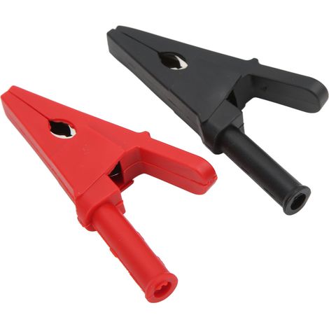 10 pinces crocodiles en laiton rouge et noir, connecteurs 4mm, ouverture 20mm, pour tests électriques et mesures de câbles (1/5)