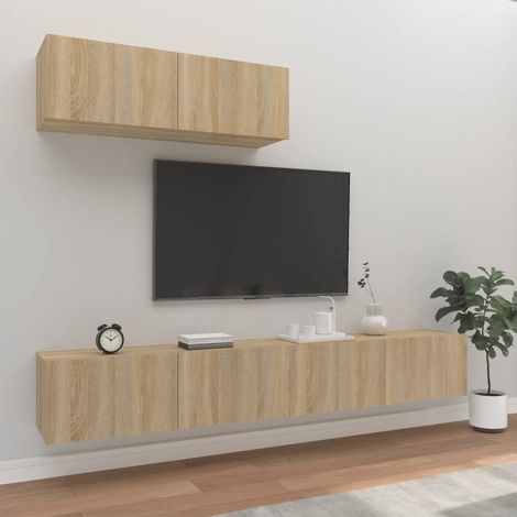 Ensemble de meubles TV 3 pcs-Banc TV-Meuble Télé Chêne sonoma Bois d'ingénierie 515732 (1/5)