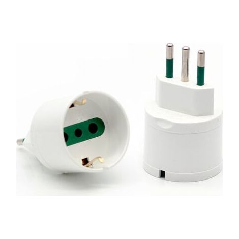 Lot de 2 Blanc Adaptateur pour Prise Italo-Allemande, Prise Italienne 10A, Prise Italo-Allemande 10A (1/5)