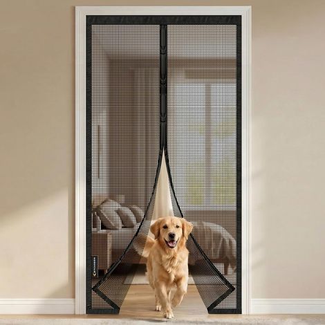 Moustiquaire porte balcon 110x210cm fibre verre sans perçage noir anti-chat qualité pro usage quotidien (1/5)
