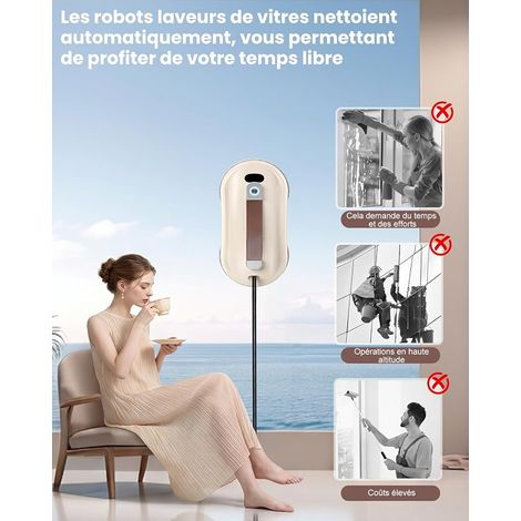 6000Pa Glass Cleaner Robot, Glass Washer Robot with Double Nozzle, Spiral Cleaning Technology, 3 Modes, Intelligent Navigation, 100 ml Tank, Multi-Layer Security System (1/4)