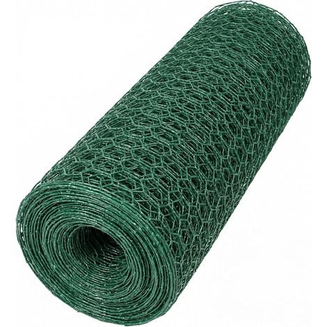 Chicken Wire PVC Coated Green 0.4 x 12 m Mesh 25 mm Hexagonal Triple Twist Heavy Duty Fence Chicken Coop Garden Wire for Poultry Fencing, Weatherproof, Green (1/5)