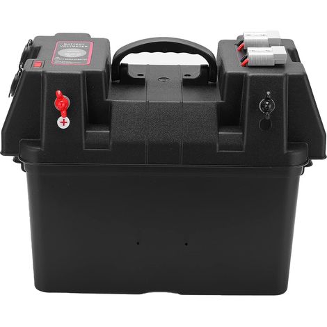Boîte de Batterie Marine, Boîtes de Batterie Marine 12V ABS Boîte de Batterie de Bateau avec Voltmètre Prise Allume-cigare pour Remorque de Bateau RV (1/5)