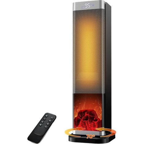 Chauffage d'Appoint 2000W Télécommande Noir – Radiateur Électrique Portable Silencieux pour Salon, Chambre et Bureau (1/5)