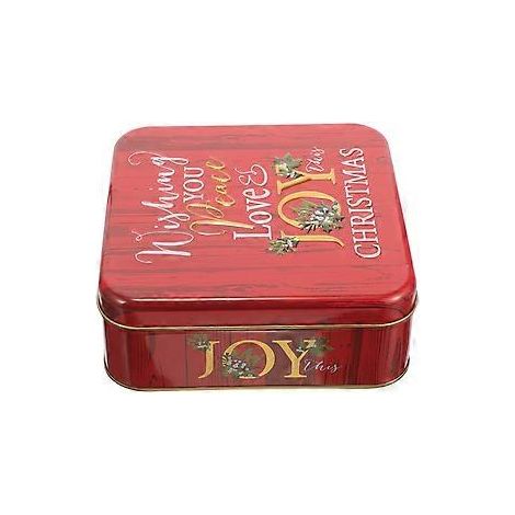 Boîte à biscuits de Noël en fer-blanc, petite boîte cadeau pour bonbons et friandises (rouge)