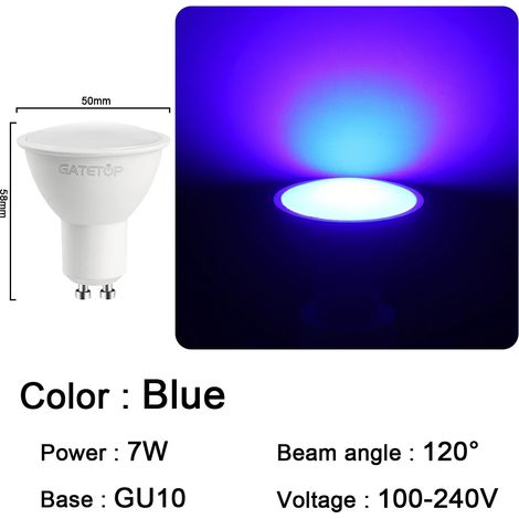 (GU10 Bleu, 4 ampoules) Ampoules LED, adaptées aux festivals, aux KTV, aux bars et aux vitrines de magasins. (1/3)