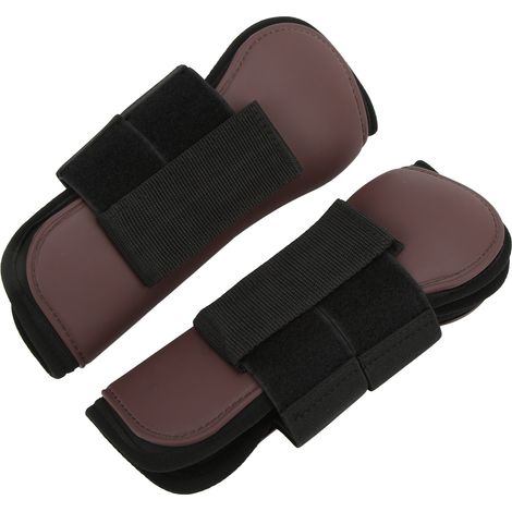 1 paire de guêtres de soutien pour chevaux, coque en polyuréthane et néoprène, protection des jambes pour le saut d'obstacles et la chasse, marron, pattes avant, taille L (1/5)