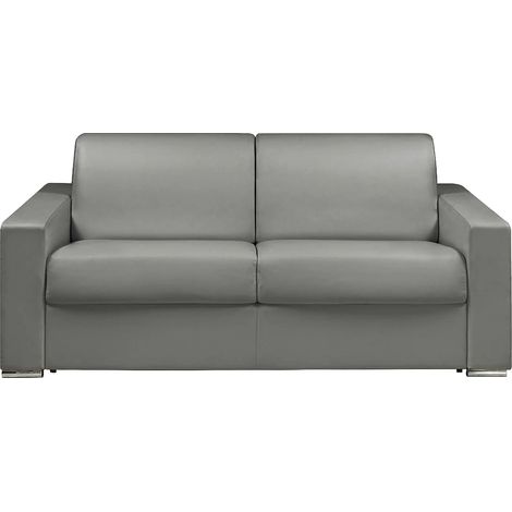 Divano letto 3 posti a ribalta Posto letto 140 cm Materasso 14 cm in Similpelle Grigio - CALITO (1/4)