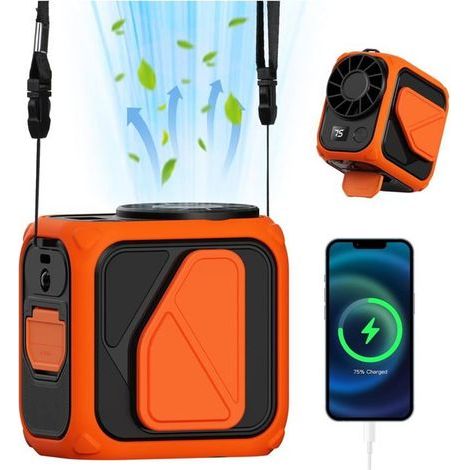 HONORNIC - Ventilateur à pince pour la taille avec lumière, 4 vitesses, portable, mains libres, à porter autour du cou, mini ventilateur à pince 5000 mAh (1/5)