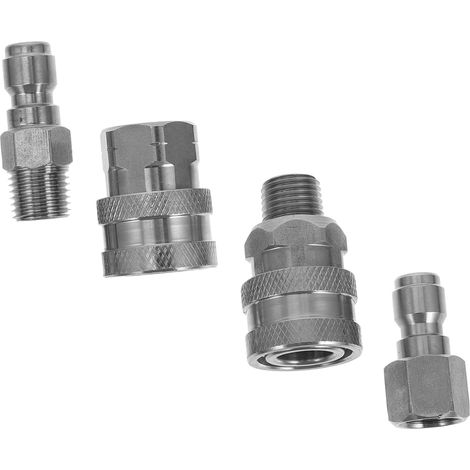 Raccord Rapide Connexion Étanche et Solide en Acier Inoxydable 1/4 Filetage Intérieur et Extérieur , Compatible Tuyau D'arrosage pour Nettoyeur Haute Pression (1/5)