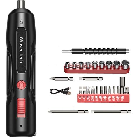 Tournevis électrique sans fil multifonction avec jeu d'embouts et chargement USB (1/5)