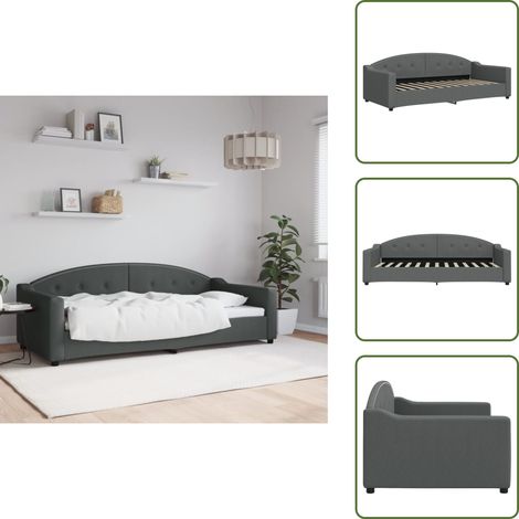 Lit - vidaXL Lit de repos sans matelas gris foncé 90x200 cm tissu - Canapé de jour (1/5)