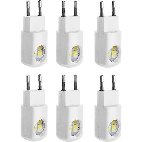 Six veilleuses LED, à brancher, s'allument automatiquement du crépuscule à l'aube pour créer une ambiance, conviennent aux chambres, couloirs, etc. (UE)