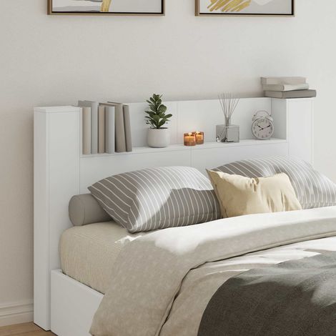 vidaXL Cabinet de Tête de Lit avec LED Blanc 160 x 16,5 x 103,5 cm