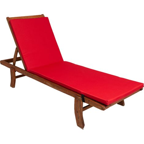 Coussin de chaise longue 190x60x4cm, coussin pour chaise longue de jardin, chaise longue en bois rouge, coussin de chaise longue de piscine