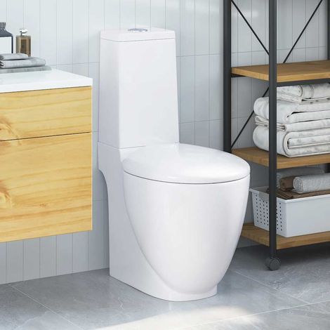 Toilette en céramique Ronde Écoulement d'eau au fond Blanc (1/5)