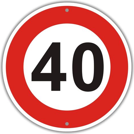 Panneau de signalisation en aluminium réfléchissant, résistant aux intempéries, facile à installer pour l'extérieur. Vitesse maximale : 40 km. Diamètre : 30 cm (1/5)