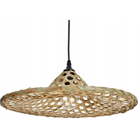 Boho-Hängelampe mit Bambusschirm, Natur, Groß, 40 cm, E27 (1/5)