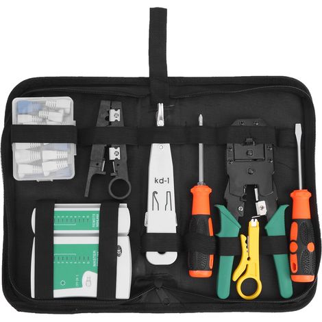 Trousse d'outils de réparation et testeur de câbles réseau portable ABS YGP109 (1/5)