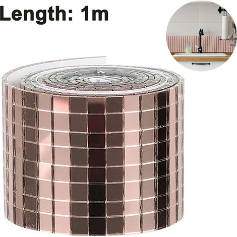 Mosaic Miroir Auto-Adhésif - Carreaux Miroir Verre 5 mm x 5 mm - Décoration Intérieure Murale et DIY - 1464 Pièces par Rouleau (1/5)