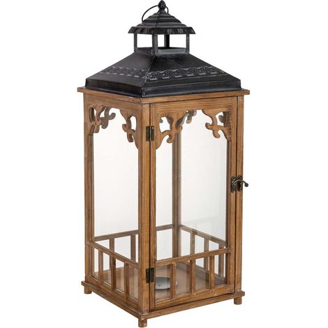 Farol de madera 30x30x72.5h cm
