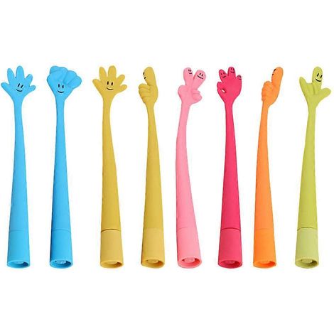 Lot de 8 stylos à bille amusants en silicone flexible, pour étudiants (couleurs assorties).-19.5X1.8CM (1/2)