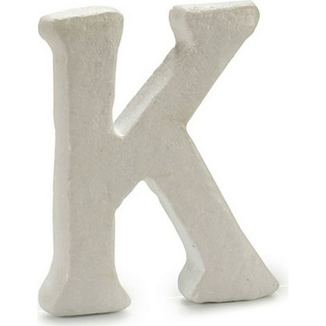 Letra decorativa - Pincello K - Poliestireno - Blanco - 12,5 x 2 x 15 cm