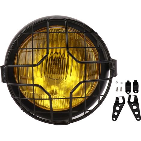 Phare Moto 5.75 Pouces LED Jaune 35W Feux Route/Croisement/Brouillard avec Support pour Chopper Bobber Cafe Racer Custom (1/5)