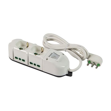 MULTIPRESA BIPASSO + SCHUKO + INT.LUM RETAIL FME - BIANCO POSTI 6 2P+T 16A n°XMMQ 3X10 MT 15- 2 pezzi