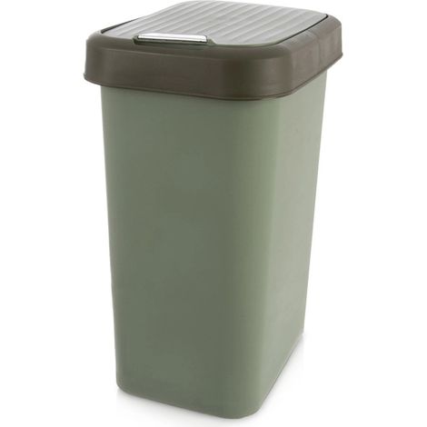 Trash Bin, Green Plastic, 25L Capacity, Tilt Lid (1/5)
