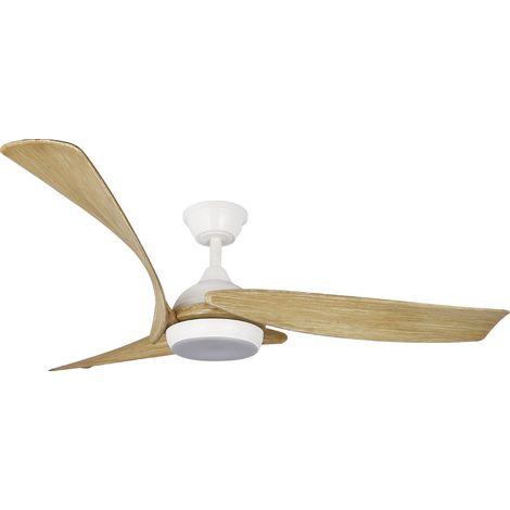 Ventilador de techo LED "Enna" regulable con control remoto (24W 3CCT 2400lm) IP20 Ø137cm color blanco y madera (1/5)
