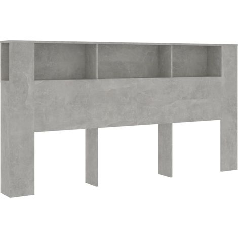 Testiera con accessorio letto contenitore ripiano comodino 200 x 18,5 x 104,5 cm MDF grigio TDL0200032