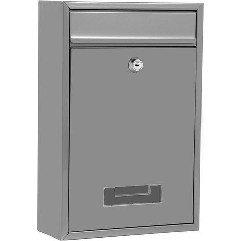 Silberner abschließbarer Wandbriefkasten 220 x 85 x 320 mm