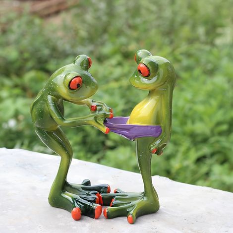 paire de statues grenouilles en décorations pour la maison et le bureau l'intérieur jardin l'étang les plantes pot Résine (1/5)