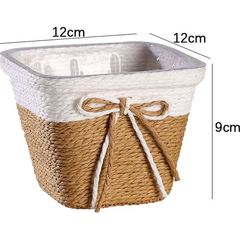 Cache-pot décoratif en coton violet avec fleurs fraîches et ficelle de corde en papier, contenant pour plante d'intérieur (1/5)