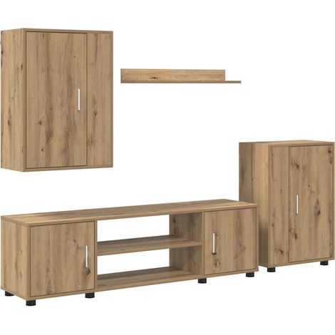 Ensemble de meuble TV 4 pièces,Banc TV,Armoire TV Montage mural chêne artisanal CFW495641 (1/4)