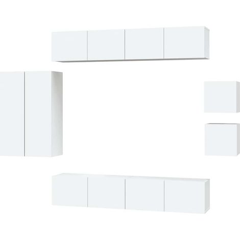 Maison Exclusive - Set Mobili Porta TV 8pz Bianco in Legno Multistrato (1/5)