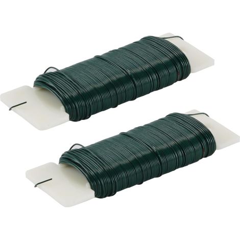 Lot de 2 Fils de Fer galvanisés Verts de 0,7 mm, 35 m, pour Le Jardinage, l'artisanat, Le Tissage, Le Regroupement de Fleurs artificielles (1/5)