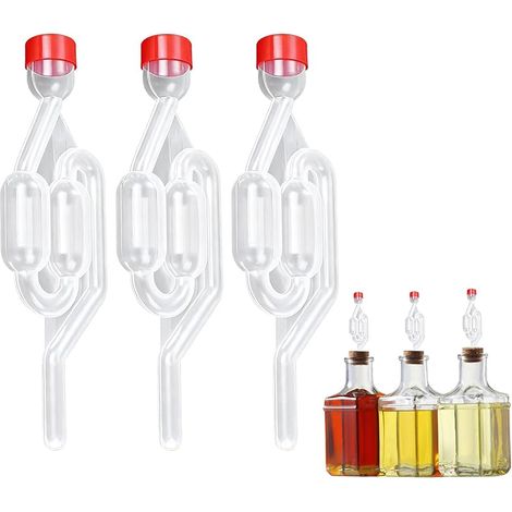3 Pièces Tubes de Barboteur pour Fermentation, Barboteur Fermentation, Bubbler Transparent avec Bouchons en Caoutchouc, pour Brassage de Bière, Vin, Fermentation de Cornichons et Choucroute