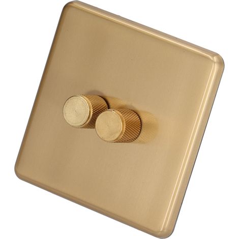 Variateur Double Gradation en Laiton Brossé, Interrupteur Élégant Résistant aux Rayures pour Installation Domestique AC220V