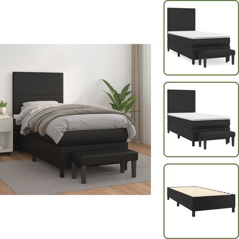 Boxspringbett mit Matratze Schwarz 100x200 cm Kunstleder - Boxspringbett - Betten - Schlafräume - Luxusbett - Doppelbett (1/5)